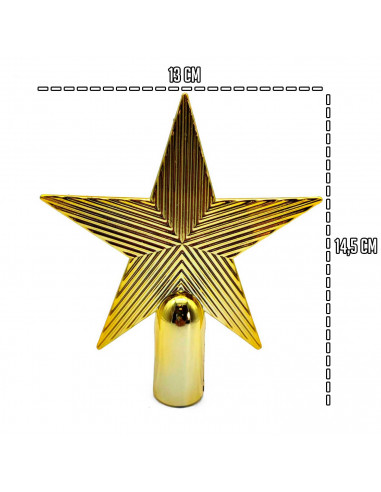 Tradineur - Estrella de navidad de 5 puntas - Fabricación en plástico - Accesorio decorativo de navidad - Color Oro - 14,5 cm