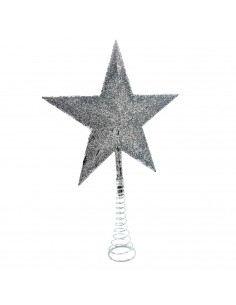 Tradineur - Estrella de navidad de 5 puntas con muelle - Fabricación en metal y plástico - Accesorio decorativo de navidad - Col