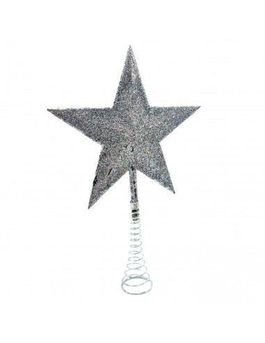 Tradineur - Estrella de navidad de 5 puntas con muelle - Fabricación en metal y plástico - Accesorio decorativo de navidad - Col