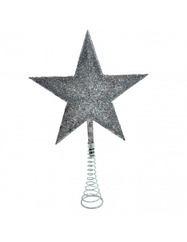 Tradineur - Estrella de navidad de 5 puntas con muelle - Fabricación en metal y plástico - Accesorio decorativo de navidad - Col