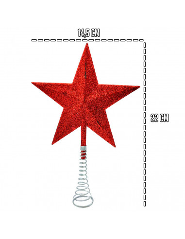 Tradineur - Estrella para árbol de navidad 5 puntas con muelle - Fabricación en metal y plástico - Accesorio decorativo de navid