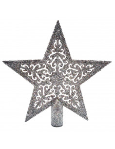 Tradineur - Estrella de navidad de 5 puntas con diseño interior - Fabricación en metal y plástico - Accesorio decorativo de navi