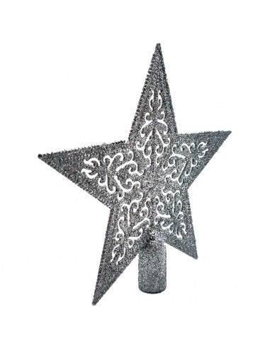 Tradineur - Estrella de navidad de 5 puntas con diseño interior - Fabricación en metal y plástico - Accesorio decorativo de navi