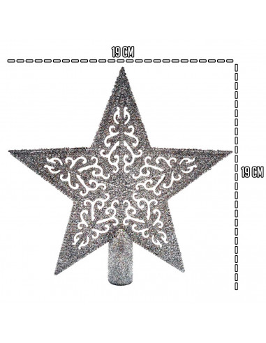 Tradineur - Estrella de navidad de 5 puntas con diseño interior - Fabricación en metal y plástico - Accesorio decorativo de navi