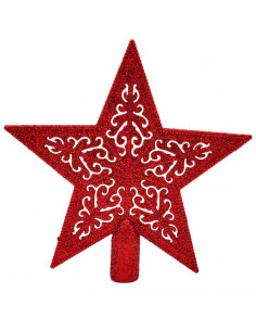Tradineur - Estrella de 5 puntas con diseño interior - Fabricación en metal y plástico - Accesorio decorativo de navidad - Color