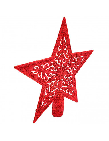 Tradineur - Estrella de 5 puntas con diseño interior - Fabricación en metal y plástico - Accesorio decorativo de navidad - Color