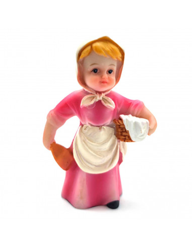 Tradineur - Figura de lavandera con cesto para belén - Fabricado en marmolina - figura decorativa divertida para nacimiento, nav