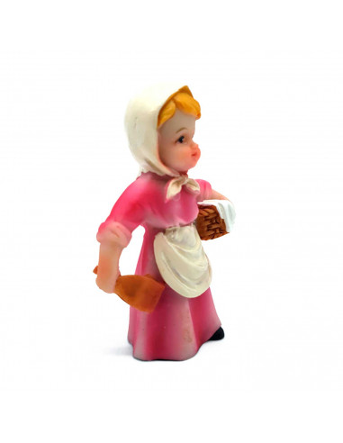 Tradineur - Figura de lavandera con cesto para belén - Fabricado en marmolina - figura decorativa divertida para nacimiento, nav