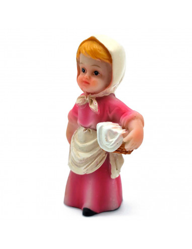 Tradineur - Figura de lavandera con cesto para belén - Fabricado en marmolina - figura decorativa divertida para nacimiento, nav
