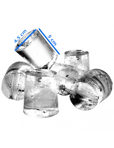 Tradineur - Cubitera de plástico con tapa, molde para 6 cubitos de hielo grandes, fácil extracción, cócteles, whisky, fabricado