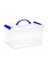 Tradineur - Caja plástico con asa 12 litros 34 x 27 x 18 cm,  transparente