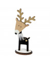 Tradineur - Figura de Reno plush - Fabricación en madera - Decoración para navidad - 20 x 7,3 x 4,5 cm - Modelo Surtido