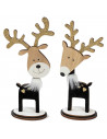 Tradineur - Figura de Reno plush - Fabricación en madera - Decoración para navidad - 20 x 7,3 x 4,5 cm - Modelo Surtido