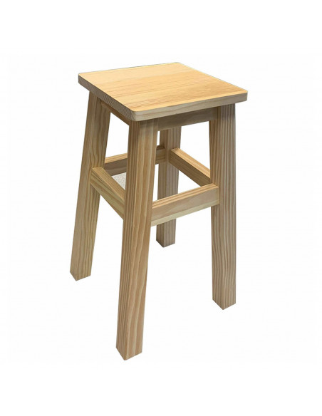 Tradineur - Taburete clásico bajo para cocina, taburete madera natural cuadrado, macizo 48,5 x 28 x 28 cm Tradineur - Taburete clásico bajo para cocina, taburete madera natural cuadrado, macizo 48,5 x 28 x 28 cm