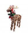 Tradineur - Figura de reno con diseño rattan - Fabricación en plástico - Decoración para navidad - 47 x 12 x 35 cm - Modelo Surt