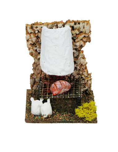 Tradineur - Figura de horno con luces LED para belén - Fabricado en plástico - Figura decorativa divertida para nacimiento, navi