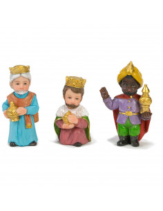 Tradineur - Figura de reyes magos con diseño adorable - Fabricación en marmolina - Ideal para belén navideño, figuras decorativa