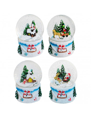 Tradineur - Bola de nieve - Fabricación en madera - Decoración para navidad - Ø 6 x 9 cm - Modelo Surtido