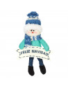 Tradineur - Muñeco con cartel de "Feliz Navidad" - Fabricación en poliéster - Decoración para navidad - 22 x 14 cm - Modelo Surt