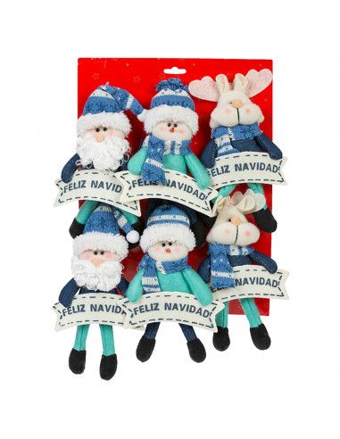 Tradineur - Muñeco con cartel de "Feliz Navidad" - Fabricación en poliéster - Decoración para navidad - 22 x 14 cm - Modelo Surt
