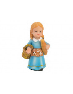 Tradineur - Figura de pastora de color azul con pan para belén - Fabricado en marmolina - Figura decorativa divertida para nacim