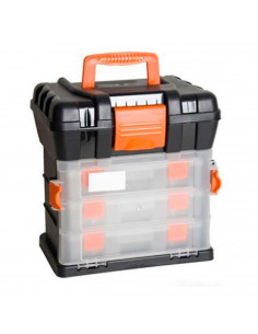 Caja de herramientas con compartimentos individuales, arcón para bricolaje con divisiones, guardar, almacenar utensilios, 34 x 3