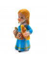 Tradineur - Figura de pastora de color azul con pan para belén - Fabricado en marmolina - Figura decorativa divertida para nacim