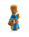 Tradineur - Figura de pastora de color azul con pan para belén - Fabricado en marmolina - Figura decorativa divertida para nacim