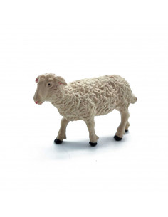 Tradineur - Figura de cordero de color blanco para belén - Fabricado en plástico - Figura decorativa divertida para nacimiento,
