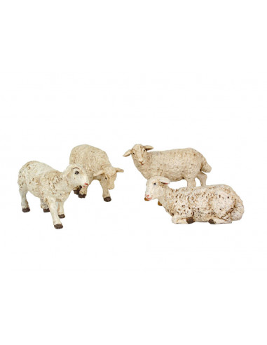 Tradineur - Figura de cordero de color blanco para belén - Fabricado en plástico - Figura decorativa divertida para nacimiento,