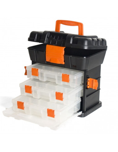 Caja de herramientas con compartimentos individuales, arcón para bricolaje con divisiones, guardar, almacenar utensilios, 34 x 3