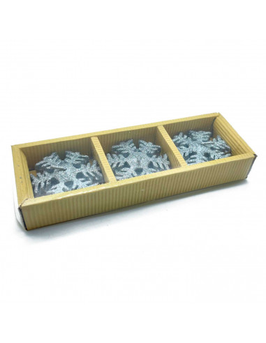 Tradineur - Pack de 3 velas con diseño de copo de nieve - Incluye purpurina - Figura decorativa divertida para nacimiento, navid
