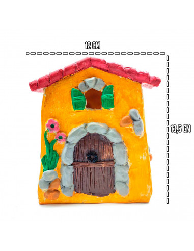Tradineur - Casita NAIF para Belén - Fabricado en marmolina - para figuras del nacimiento - Color Amarillo - 13,5 x 12 x 5,5 cm