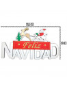 Tradineur - Cartel de Feliz navidad con Santa Claus en reno - Fabricación en madera - Decoración navideña - 13 x 22,5 x 0,5 cm