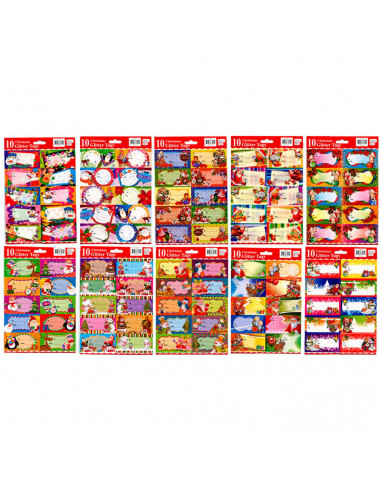 Tradineur - Pack de 10 Etiquetas adhesivas para regalo - Accesorio para navidades - Detalle para regalo - 26 x 18 cm
