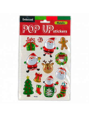 Tradineur - Pack de 12 Etiquetas adhesivas con relieve para navidad - Accesorio para navidades - Detalle para regalo - Modelo al