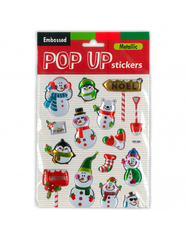 Tradineur - Pack de 12 Etiquetas adhesivas con relieve para navidad - Accesorio para navidades - Detalle para regalo - Modelo al