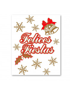 Tradineur - Pack 11 etiquetas adhesivas para navidad con la frase de "Felices Fiestas" - Accesorio para navidades - Detalle para