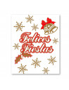 Tradineur - Pack 11 etiquetas adhesivas para navidad con la frase de "Felices Fiestas" - Accesorio para navidades - Detalle para