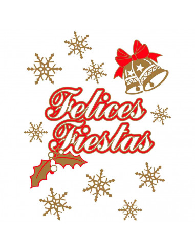 Tradineur - Pack 11 etiquetas adhesivas para navidad con la frase de "Felices Fiestas" - Accesorio para navidades - Detalle para