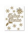 Tradineur - Pack 11 pegatinas adhesivas para navidad con la frase de "Felices Fiestas" - Accesorio para navidades - Color Plata