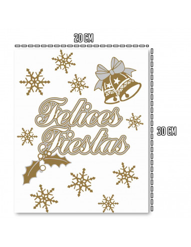 Tradineur - Pack 11 pegatinas adhesivas para navidad con la frase de "Felices Fiestas" - Accesorio para navidades - Color Plata