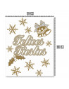 Tradineur - Pack 11 pegatinas adhesivas para navidad con la frase de "Felices Fiestas" - Accesorio para navidades - Color Plata