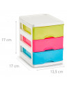 Tradineur - Cajonera Turia de plástico con 3 cajones multicolor, torre almacenaje, sobremesa, escritorio, baño, oficina (Blanco,