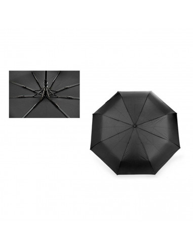 Tradineur - Paraguas grande para caballero - Fabricación poliéster y fibra - 8 Varillas - 88,5 cm de longitud - Color Negro