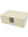 Tradineur - Caja de madera rectangular con cierre metálico, madera natural, almacenaje joyas, manualidades, decoración, 13,3 x 8