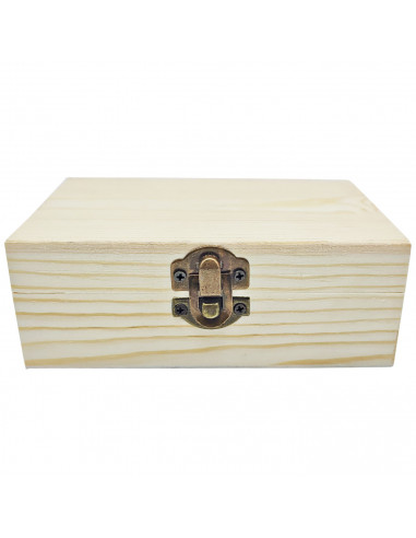 Tradineur - Caja de madera rectangular con cierre metálico, madera natural, almacenaje joyas, manualidades, decoración, 13,3 x 8