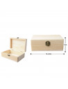 Tradineur - Caja de madera rectangular con cierre metálico, madera natural, almacenaje joyas, manualidades, decoración, 13,3 x 8