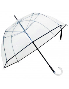 Tradineur - Paraguas largo transparente - Mango acristalado - Fabricación en PVC - 8 Varillas - Evita los días lluviosos con ele
