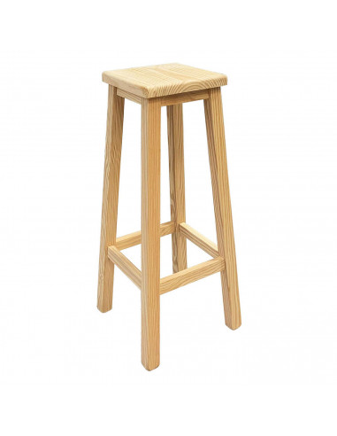 Reggo - Taburete alto, banqueta de barra de bar, cocina de madera de pino maciza cuadrado 80 x 26 x 26 cm